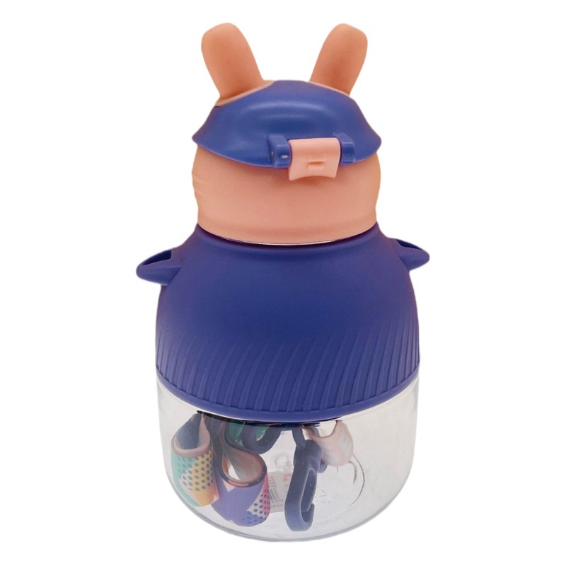 Huachang muñeca de dibujos animados niños paja taza PC plástico estudiante paja 650ml kindergarten al aire libre Correa olla