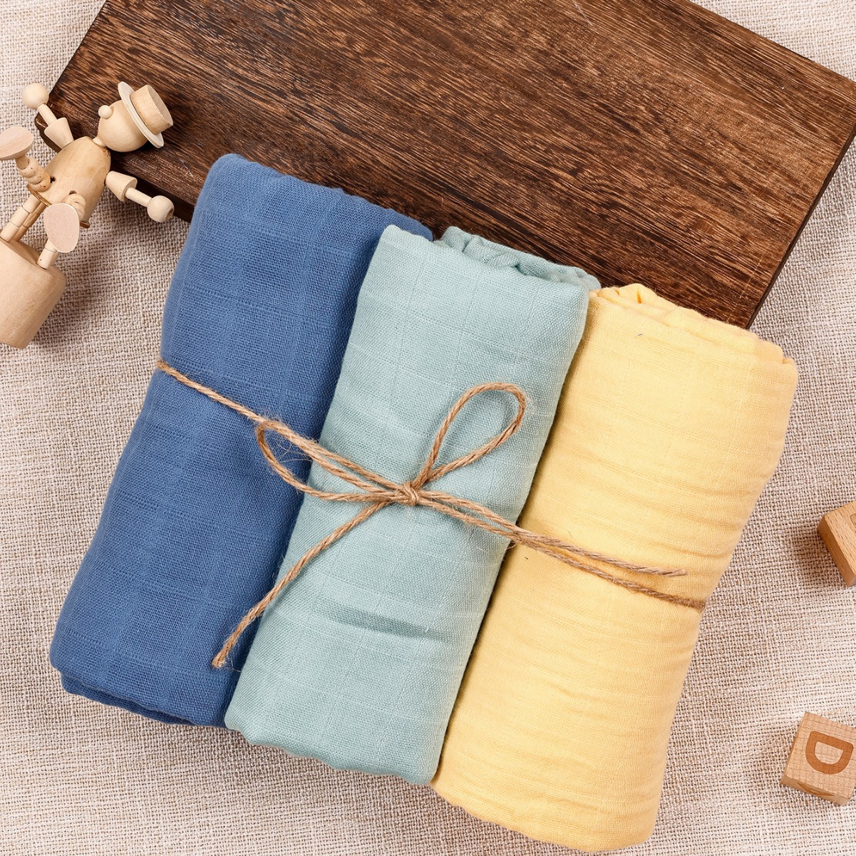 Kangobaby Newborn Wrapping Towel Baby Holding Quilt muslin Pure Cotton Gauze Solid Color Swaddling Bath Towel Cover Blanket