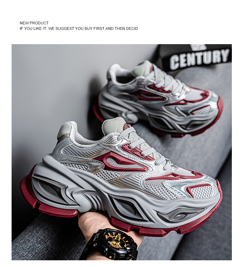 2025 Men's Summer Casual New Youth Sports Style Thick-Soled Dad Shoes Unique Niche Breathable Height Increasing_vogvips.com