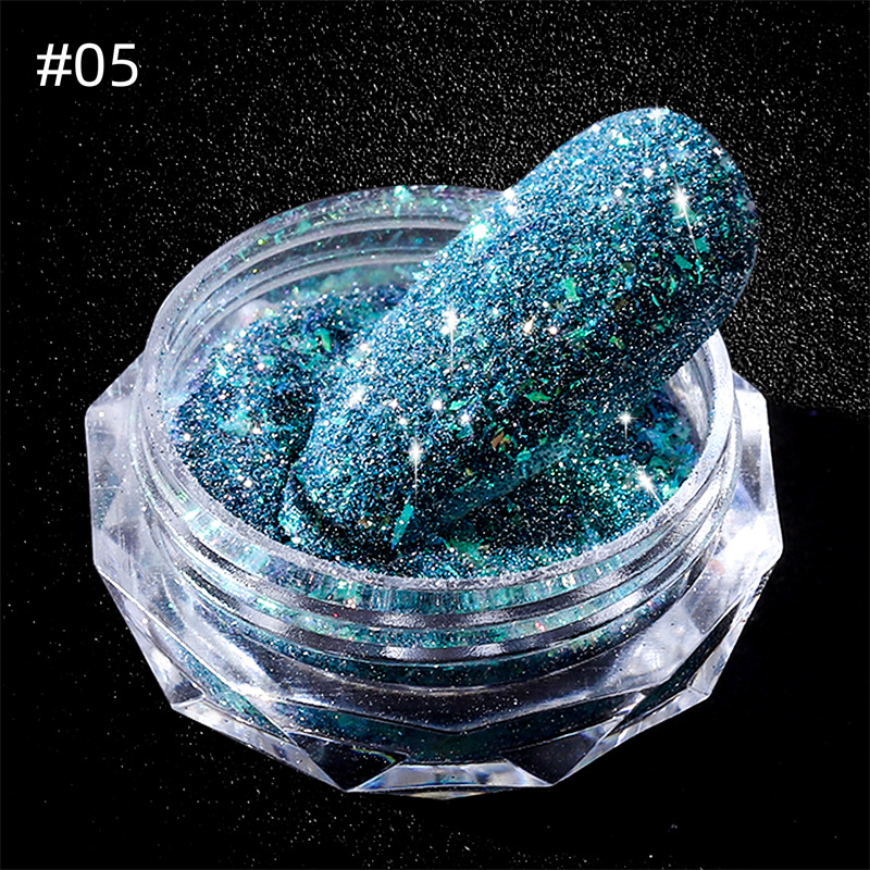 Internet celebridad nueva fantasía manicura Opal brocado diamante polvo flash polvo reflectante diamante lentejuelas disco flash polvo