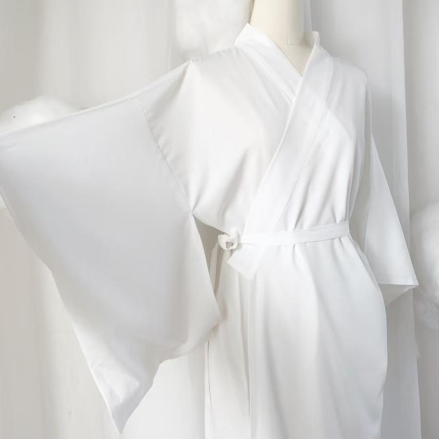 Japanese Kimono Bathrobe Wings White dress Sleeve Wings in stock Base Shirt Long Jacket Lined Kimono