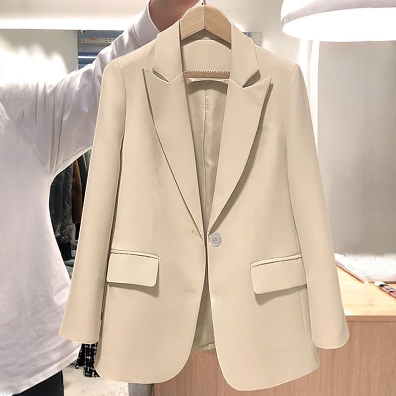 2025 Spring and Autumn New Suit Jacket Women's High-end Design Sense Casual All-match creamy-white Fashion Suit
