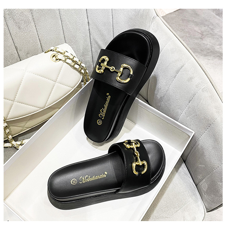 Genuine leather slippers women's summer wear thick bottom 2022 new fashion all-match net red small size 313233 beach shoes ins_voghion.com