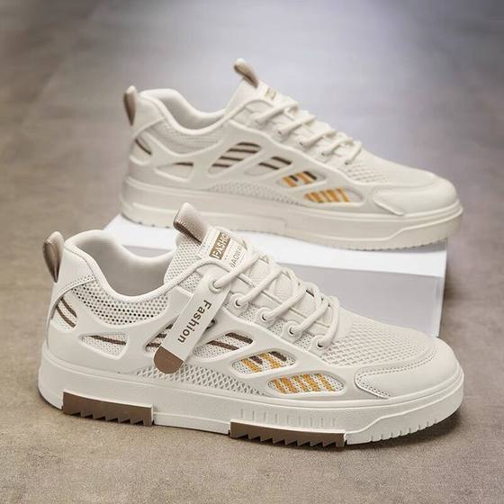 2025 New Summer Breathable Men's Lace-up Mesh Casual Board Shoes Student Flat Sports Men's Shoes All-match Trendy Shoes
