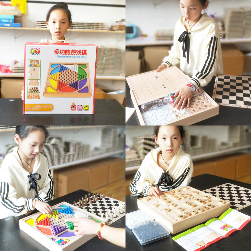 フライングチェス、チェッカー、バックギャモン、子供の知育多機能ゲームチェス、小学生のおもちゃ、新年の贈り物|undefined