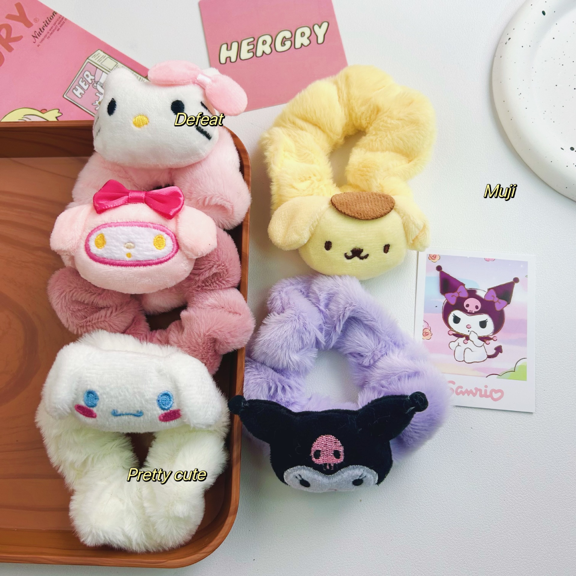 Otoño y invierno nuevo lindo peluche colón colomí cuerda de cabello chica kt gato suave hermana estudiante muñeca correa cuerda cabeza