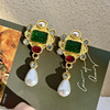 Design earrings, advanced green silver needle, fashionable brand accessory, high-quality style, wholesale