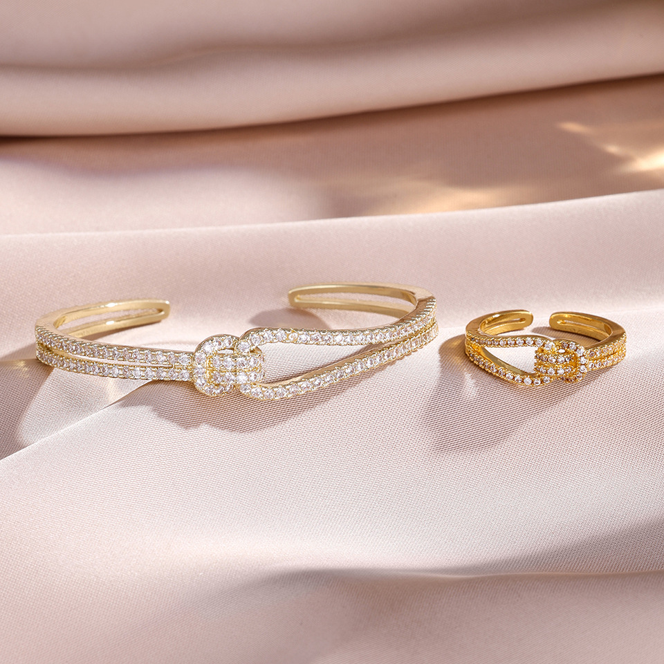 Rakol set bracciale aperto e anello con zirconi per donna gioielli_voghion.com