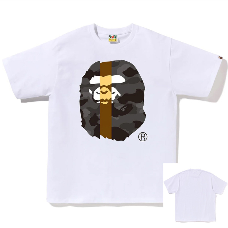 APE Ape トレンドブランド 外国貿易 ヘビーウェイト ピュアコットン ラウンドプリント ユニセックス ゆったり プレミアム 半袖 Tシャツ 25SS|undefined