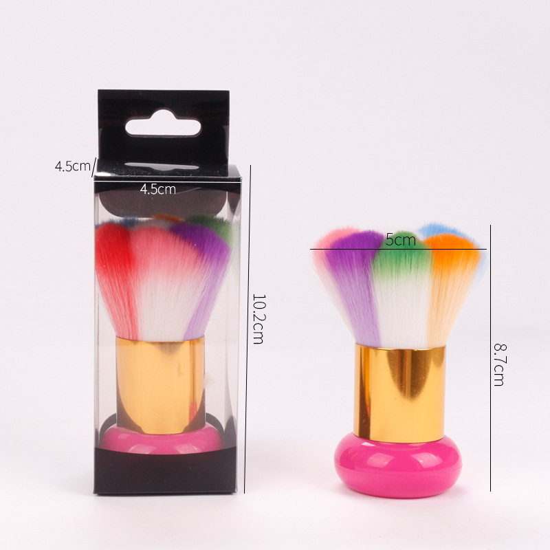 Cepillo de polvo de cerdas de arco iris de uñas transfronterizo cepillo de cerdas de color cepillo macaron herramienta de uñas cepillo de limpieza de mango corto