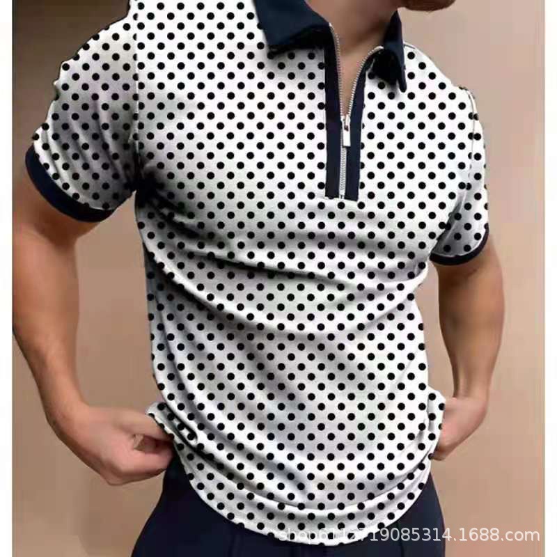 Comercio exterior europeo y americano primavera nueva moda casual popular impresión polo camiseta con cremallera hombres envío gratis