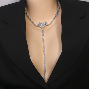 Cross-Border Popular Heart Clavicle Chain High-End Necklace Fashion Tassel Necklace Non-Fading Women's European and American Summer