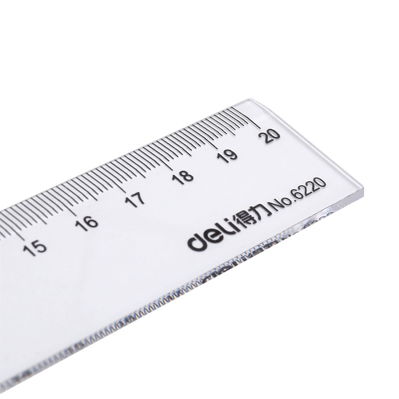 Regla recta transparente de 20cm de longitud de regla recta de plástico 6220 reglas de papelería de estudiantes herramientas de dibujo de dibujo escala