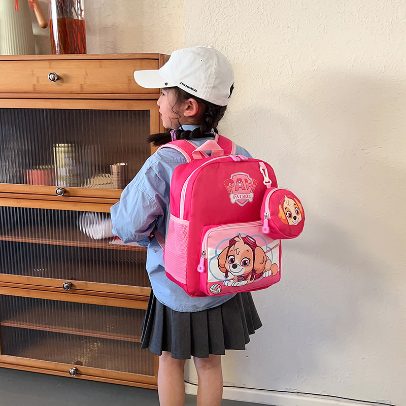 2024 Comercio exterior nuevo equipo Wangwang mochila de dibujos animados de impresión niños y niñas de reducción de carga mochila de clase grande mochila de primer grado