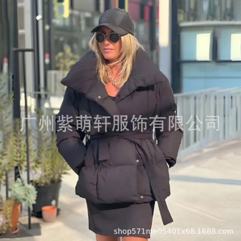 2025 3 色スタンドカラー暖かいウエスト女性の綿のジャケット秋と冬のヨーロッパとアメリカのルーズレースアップ新しいファッション綿|undefined