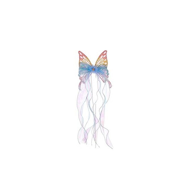 Niños gradiente mariposa clip para el cabello de la mujer super hadas arco clip superior niñas cráneo posterior clip de correa clip para el cabello