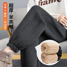 特厚棉裤女冬季外穿保暖羊羔绒裤子大码胖mm加绒加厚休闲运动裤子