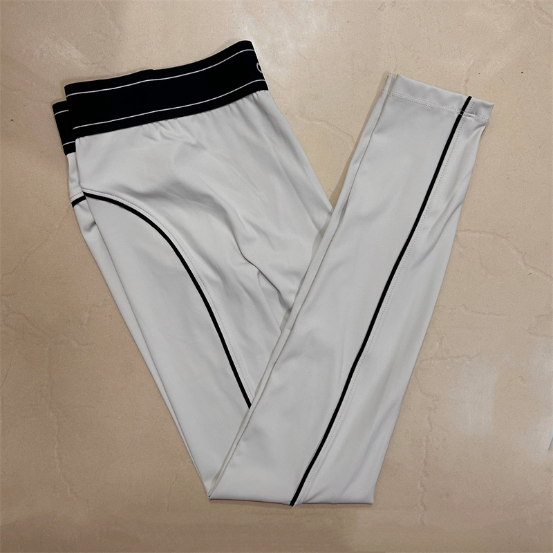 Other Leggings High Waist Contrast Piping Off-White Black