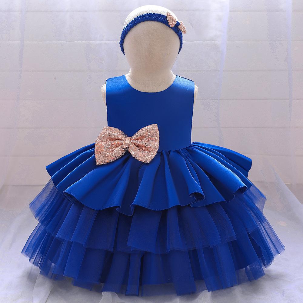 歐美款 女童禮服V領蛋糕公主裙童裙兒童連衣裙網紗禮服girl dress