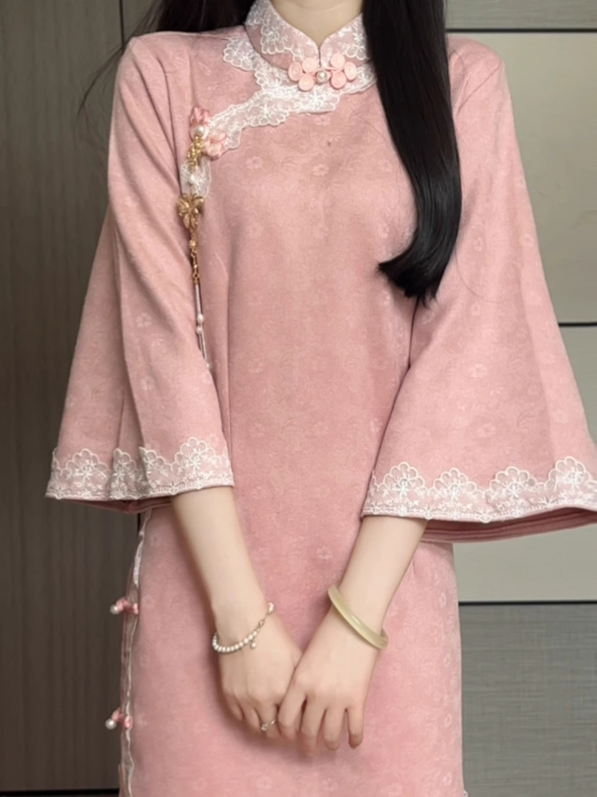 Pink Qipao Modified Young Lady Temperament High-end Engagement Dress 2025 New Style Advanced Daily