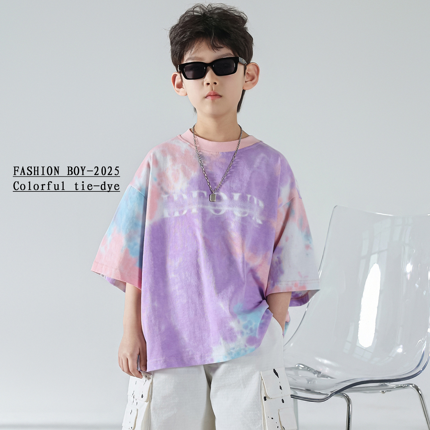 Boys' Summer Short-sleeved suit Children's Summer Korean-style 2025 New Five-point Casual Pants Fashionable Children's Clothing