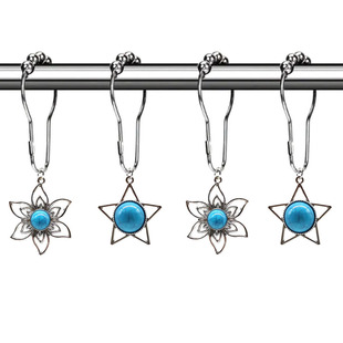 Cross-border alloy butterfly shower curtain ring hook bathroom decorative shower curtain anti-rust belt ball stainless steel shower curtain hook wholesale