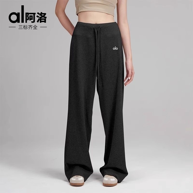 美国ALO阔腿裤宽松高腰松弛感显瘦休闲裤抽绳健身直筒yoga瑜伽裤|undefined