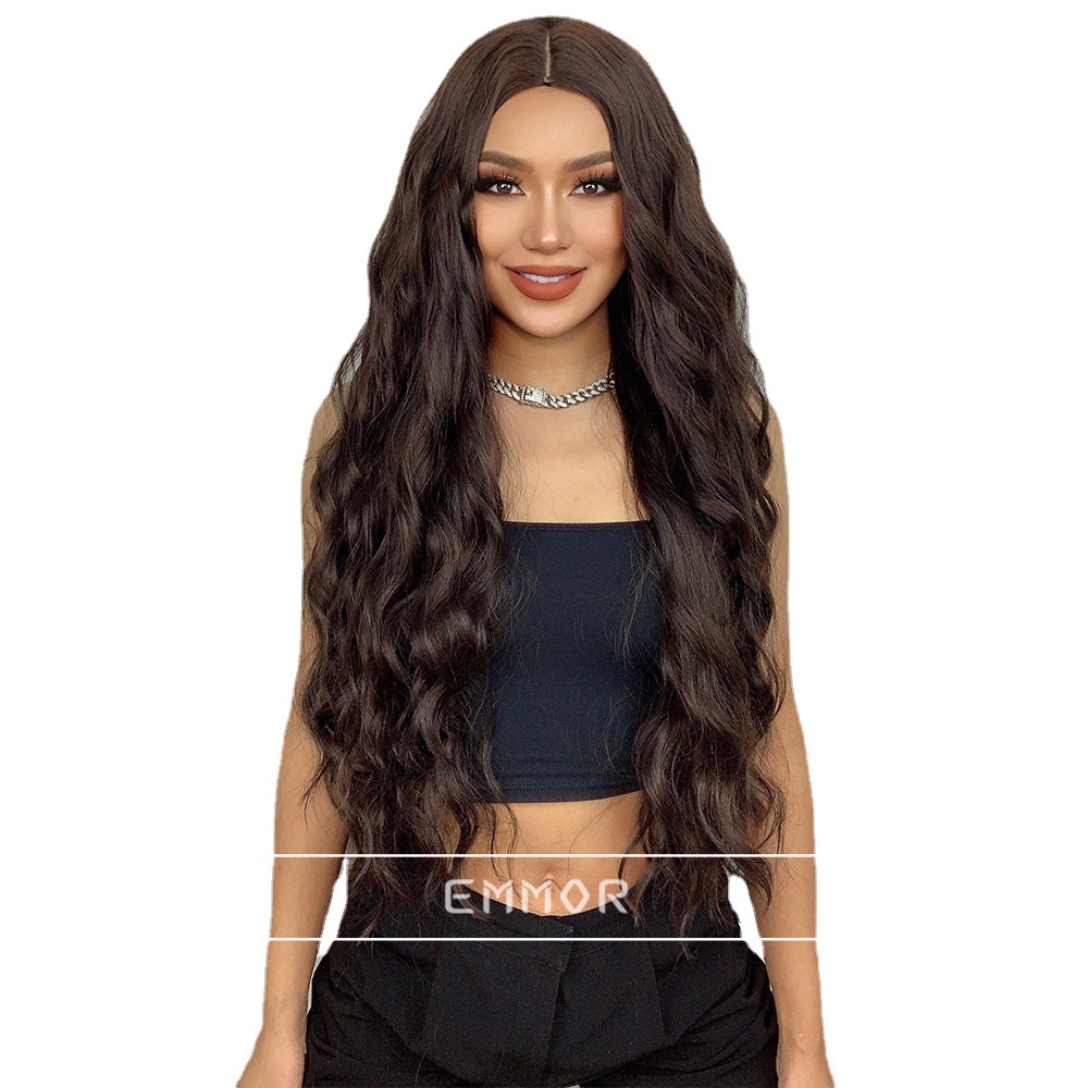 Peluca de onda grande transfronteriza de estilo europeo y americano, cabello largo y rizado, cubierta integral, wigs de moda esponjosa natural