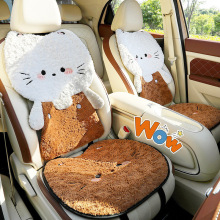 可爱萌萌猫短毛绒汽车座垫女士冬季毛绒加厚保暖座椅垫三件套坐垫