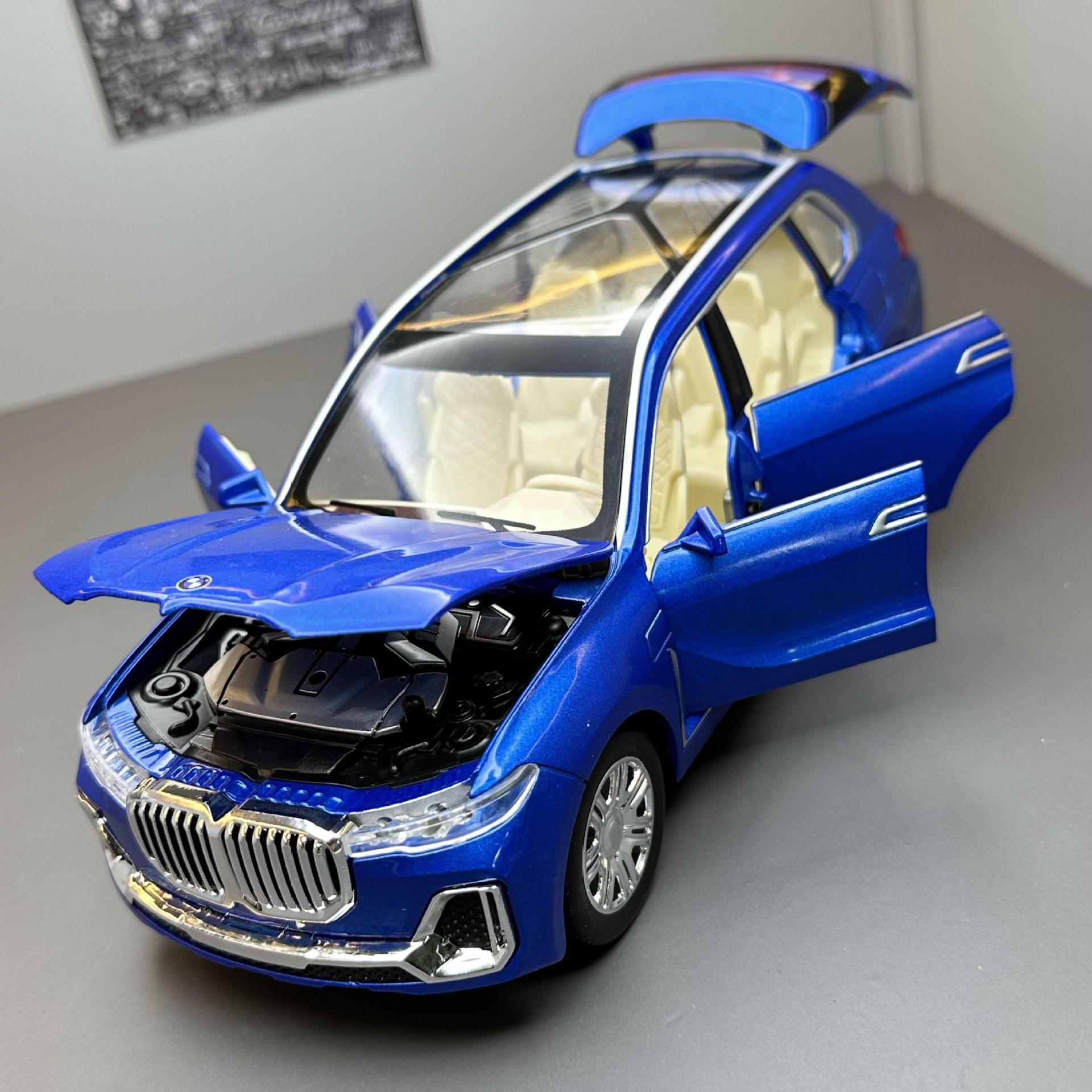 (A granel) modelo de coche de aleación de automóvil nuevo baoma X7 vehículo todoterreno con luz de sonido tire de nuevo modelo de música de coche de juguete