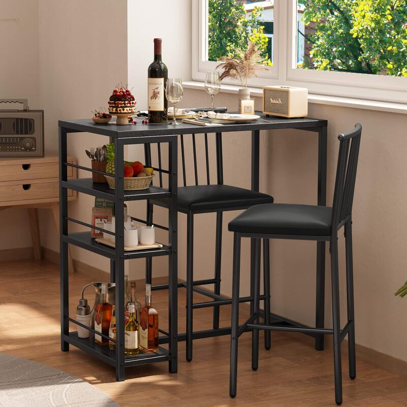 Cross-Border Special Bar Wine Table Bar 3-Layer Storage Rack Pu Cushion Chair Metal Plate Furniture Guangdong Foshan Furniture