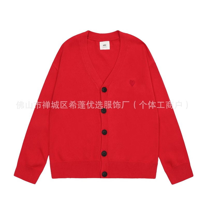 潮牌A毛衣大爱心提花圆领针织衫休闲宽松情侣装明星同款毛衣外套|undefined