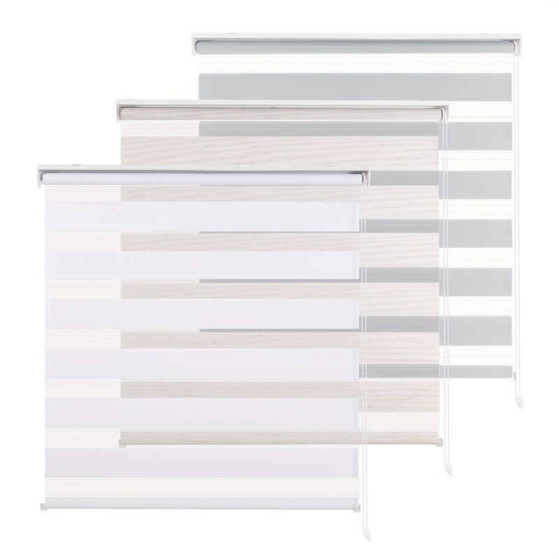 Cross-Border Wholesale Beaded Semi-Blackout Soft Sheer Curtains, Ready-Made Curtains, Double-Layer Blinds, Sunshade Office Zebra Blinds