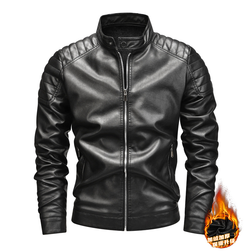 Transfronterizo chaqueta de cuero de hombre primavera y otoño nuevo abrigo coreano delgado y grueso chaqueta de cuello de pie de hombre chaqueta pu grande