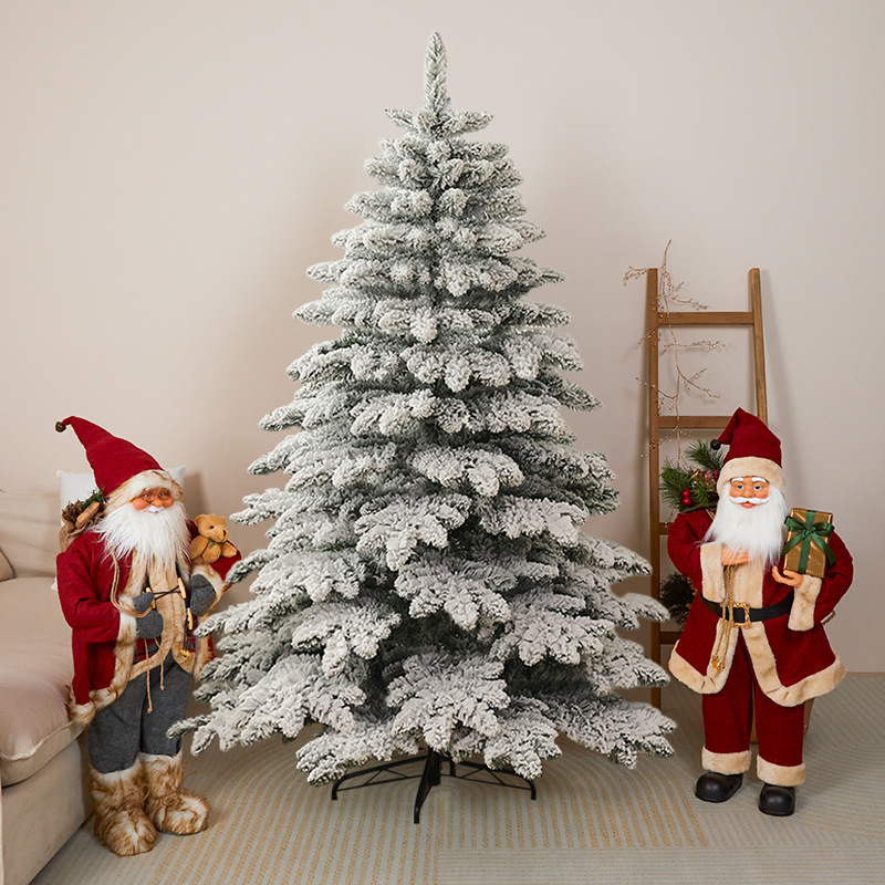 Amazon gran árbol de Navidad cifrado PE copo de nieve árbol de Navidad mezcla árbol de pinos árbol desnudo flocado árbol de nieve personalizado