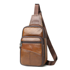 New Arrival Men's Genuine Leather Chest Bag – Single-Shoulder & Crossbody Design, Made from Durable Cowhide, Perfect for Sports and Casual Outfits, Wholesale Available