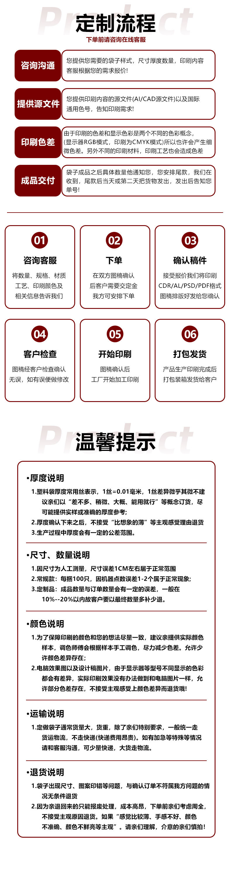 定制流程和售后部分