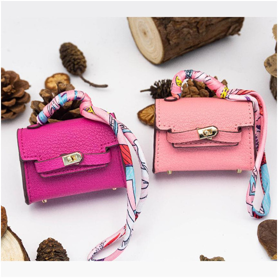 New Car Key Bag Kelly Bag Pendant Exquisite Headphone Bag Lipstick Bag High-End Car Pendant Pure Color Leather