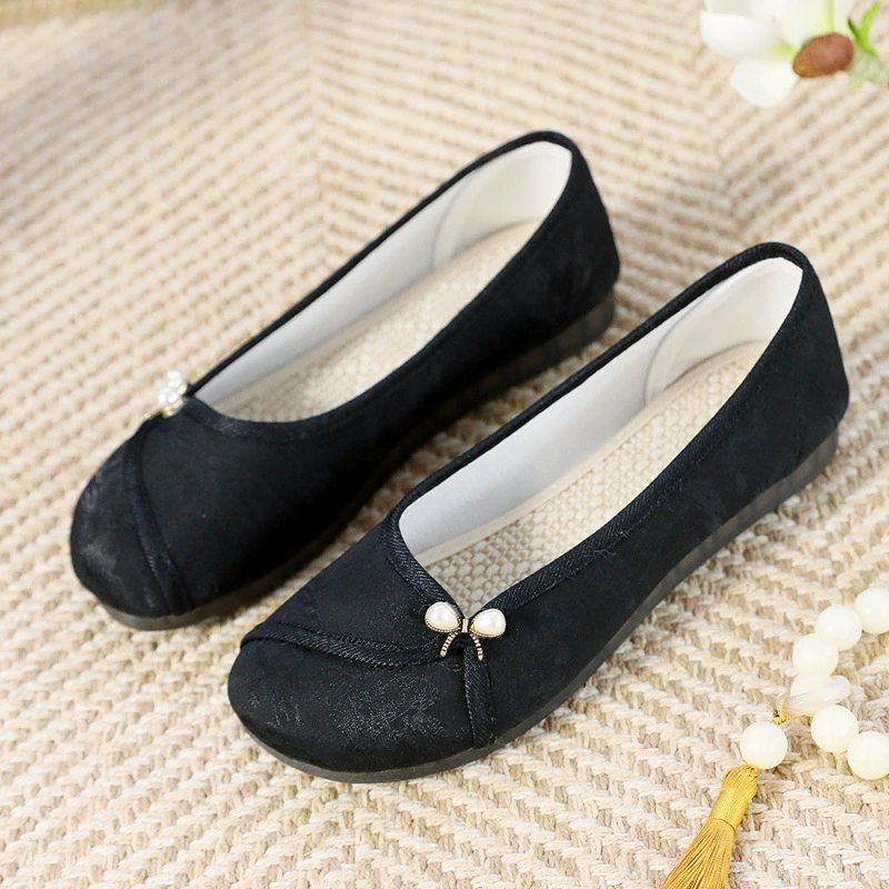 Тканевая обувь Old Beijing, женская обувь, Новая рабочая черная обувь на мягкой подошве, Женская рабочая обувь, удобная обувь для мам на толстой подошве, нескользящая