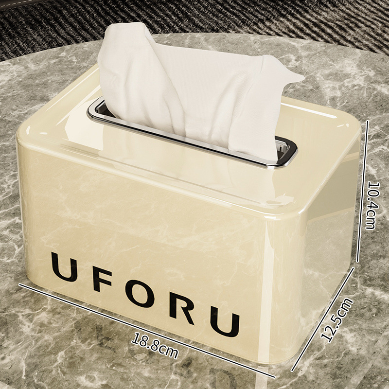 Caja de toallas para perros cuadrados de estilo de crema, caja de toallas de lavado de cara, caja de almacenamiento a prueba de polvo, mesa de té de lujo, sala de estar