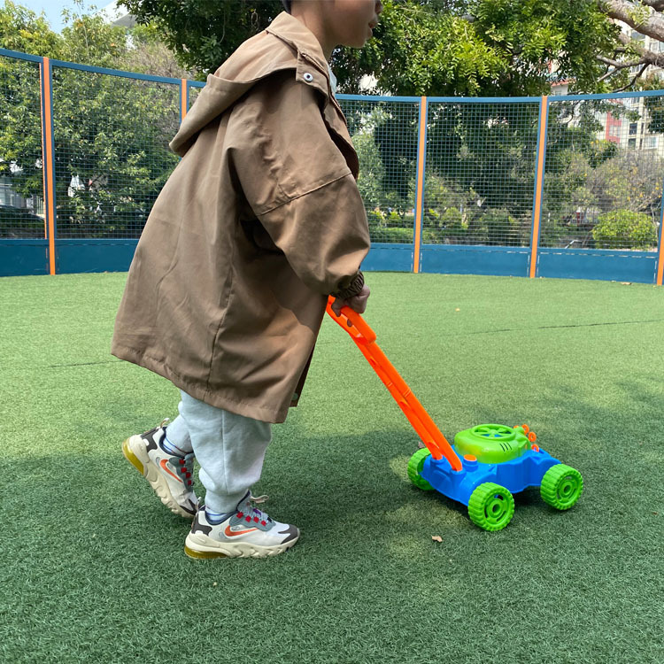 Cross-border Amazon bubble machine electric bubble blowing mower trolley parent-child outdoor children's tank toy