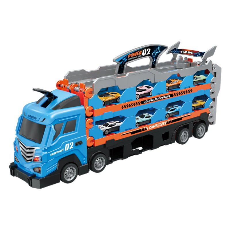 Детский деформационный грузовик с выбросом Складной трек для хранения Гоночный соревновательный транспортер из сплава Инерционная игрушка-грузовик