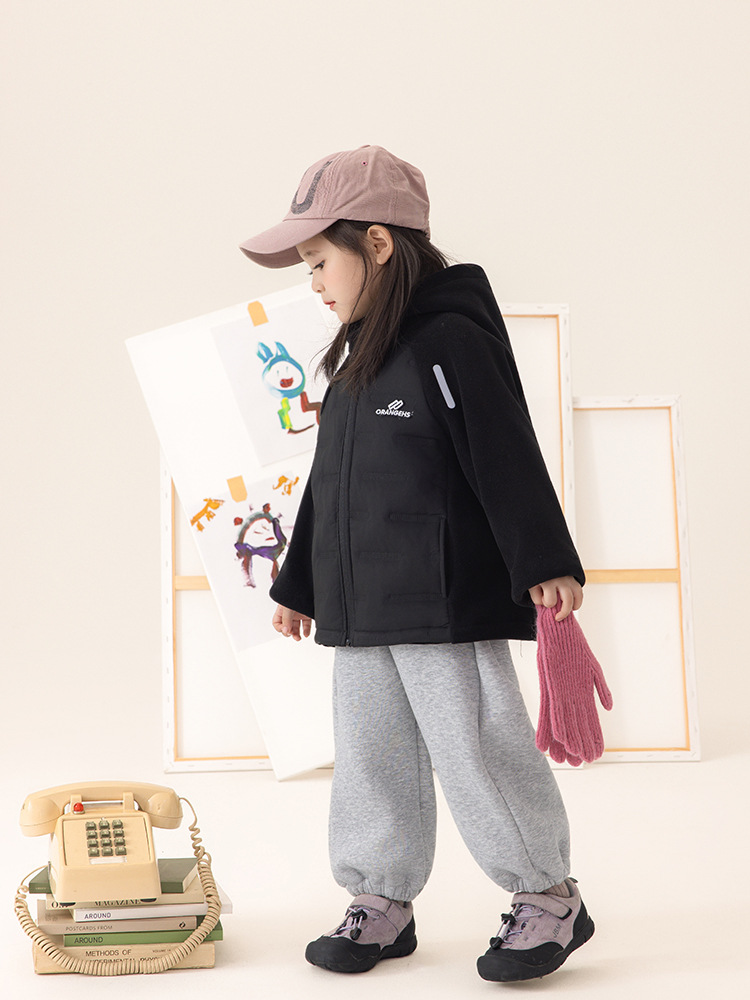 [Spot] Uniformes escolares artefactos niños cuatro en uno ropa de algodón en relieve simple chaqueta de terciopelo negro para niños y niñas