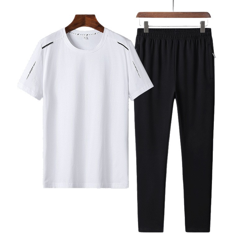 Gran tamaño de verano papá traje casual hombre traje deportivo de manga corta hombre traje de pantalones largos