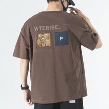 夏季民族风短袖男t恤棉重磅宽松大码上衣潮流新款美式百搭半袖