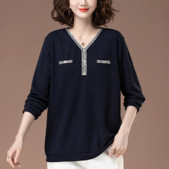 長袖のtシャツの女性の春秋の新型は太って大きいサイズの婦人服をプラスします。