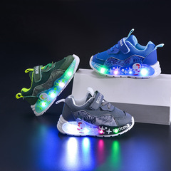 卸売ライトアップ 2025 春と秋のメッシュ快適な軽量カジュアルライトアップ LED 発光メンズスポーツシューズ子供と中学生向けトレンディ