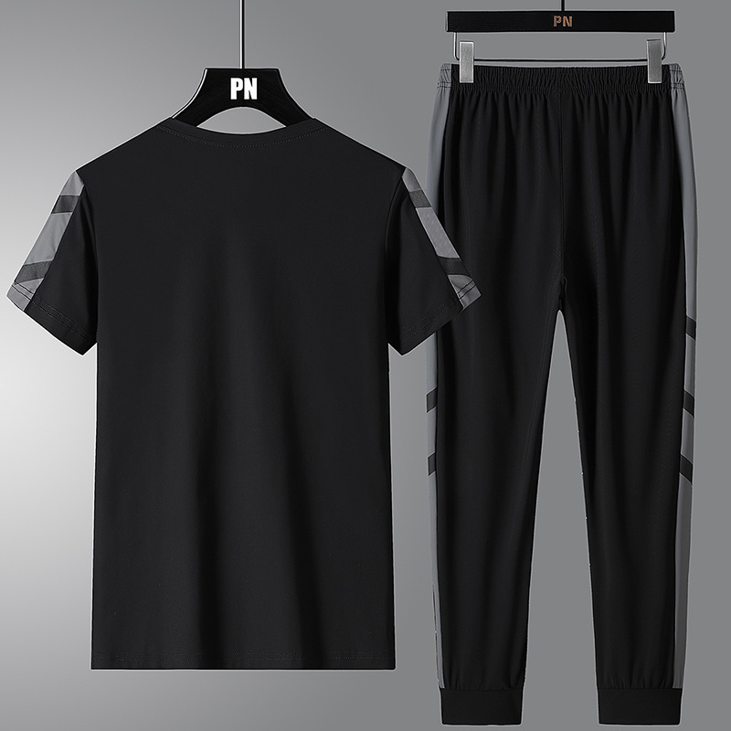 2024 traje de ocio deportivo transpirable de secado rápido ropa de hombre verano nuevo estilo pantalones de manga corta hombres a juego guapo