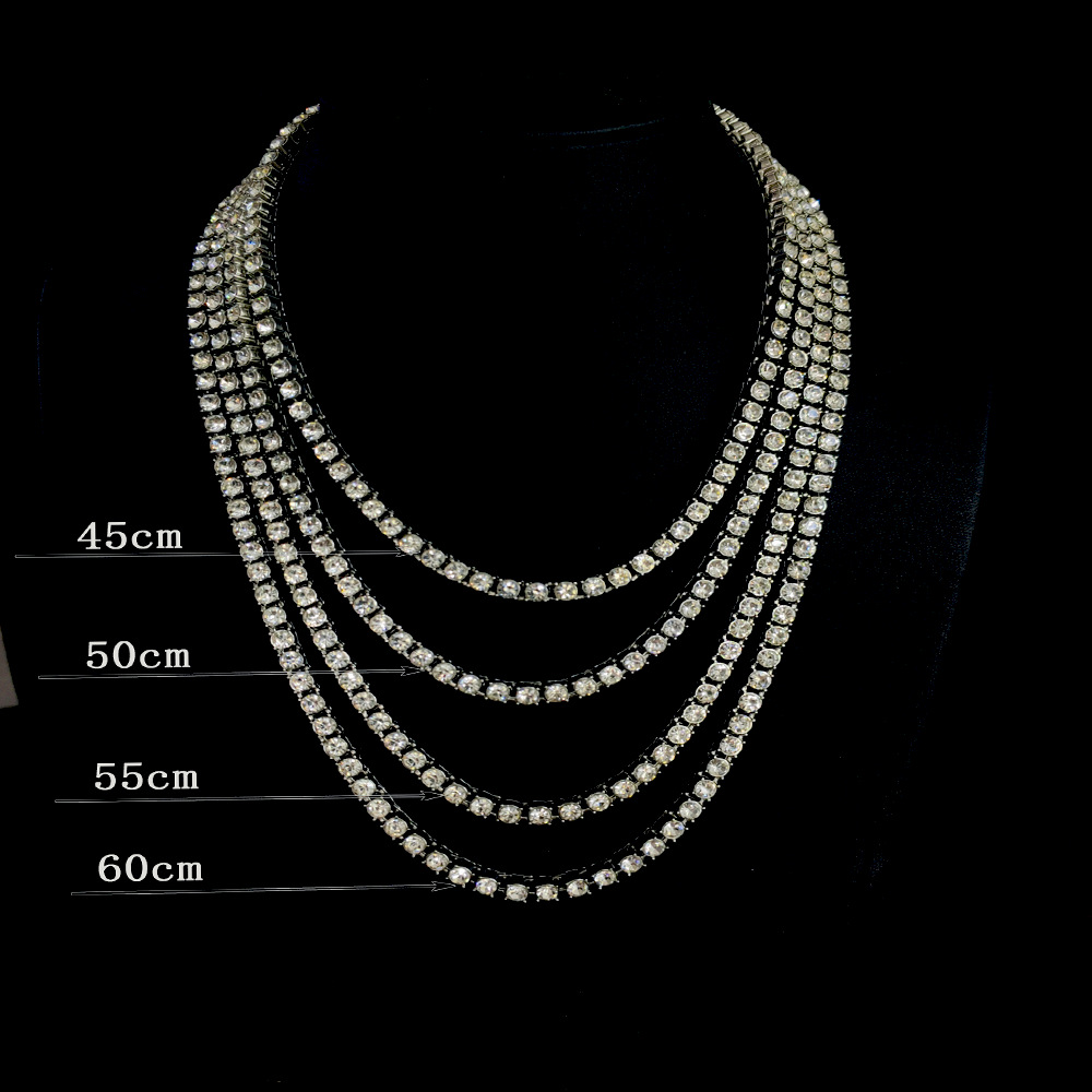Cadena de tenis con diamantes de imitación de aleación de 5 mm de estilo europeo y americano para hombres y mujeres, cadena de tenis de diamantes de una sola fila, simple y versátil de alta gama con etiqueta adhesiva de código gratuita. image 5