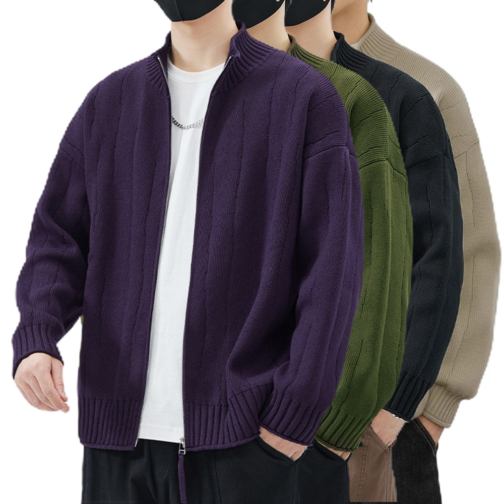 Explosiones transfronterizas de tamaño europeo jersey de punto suéter cardigan chaqueta con cremallera otoño invierno fábrica de calor al por mayor
